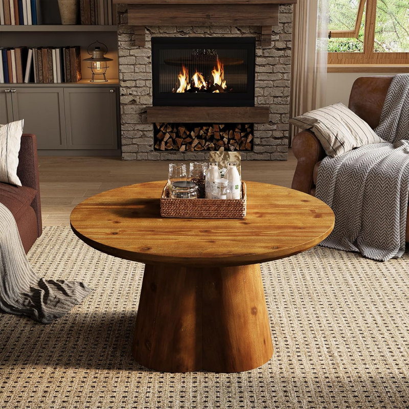 Solid Wood Pedestal Coffee Table