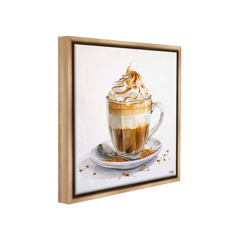 «Café Dessert Latte» sur toile, H 25 po x l 25 po, Cadre flottant orme Montalcino
