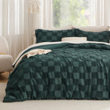 Bedsure Boho Tufted Checkered Farmhouse Comforter Set