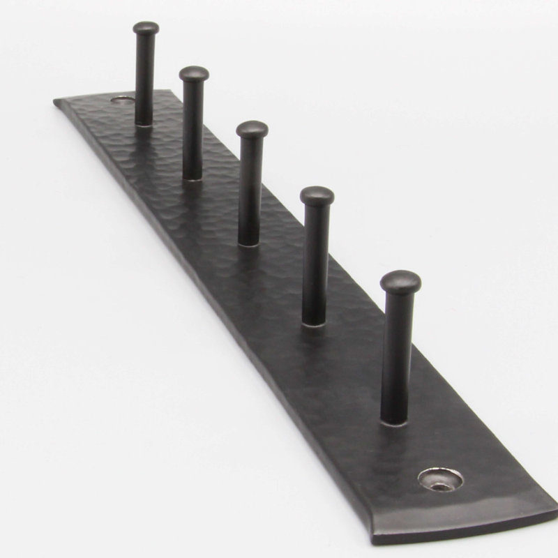 Black Wrought Iron Wall Organizer with Five Hooks