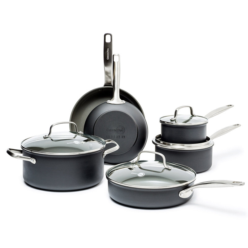 Gray 10-Piece Aluminum Ceramic Nonstick Cookware Set
