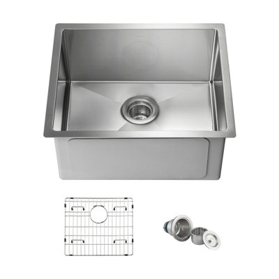 Évier de cuisine encastré à la main à cuve simple de calibre 16 en acier inoxydable 21 pouces - K1-S21