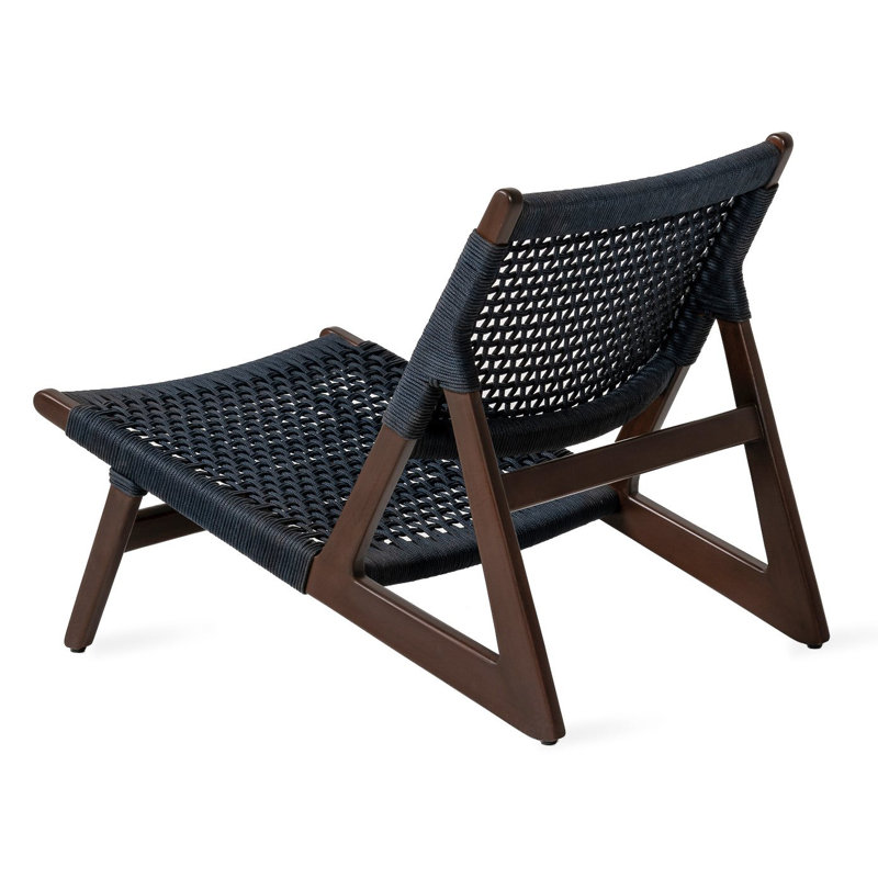 Alizee Wood Outdoor Armless Lounge Chair, Indigo, Espresso