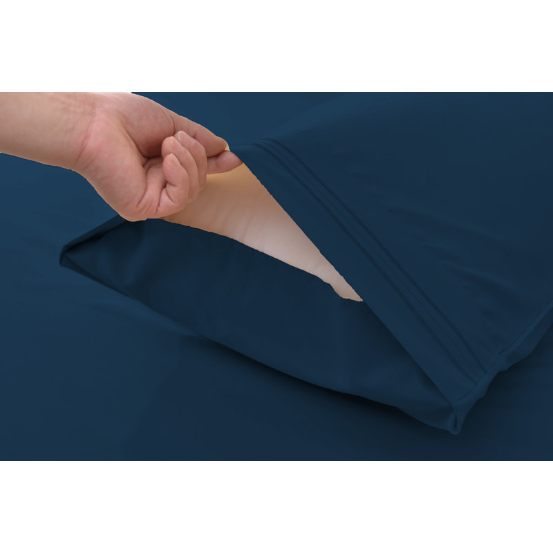  Ensemble de draps 1800 fils en rayonne de bambou, Grand, Bleu de cobalt