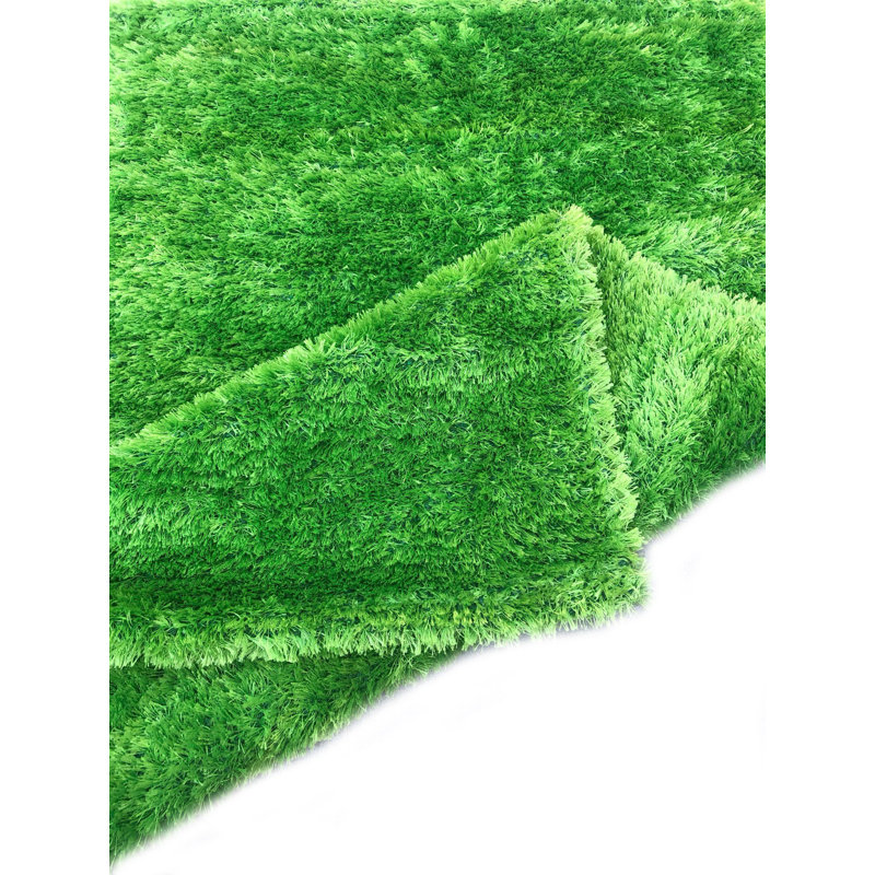 Tapis à poils longs vert réversible à poils longs 2 pi x 5 pi
