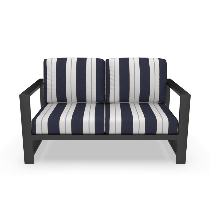 Oltjana Outdoor Patio Loveseat With Sunbrella® Cushions, Relate Harbor
