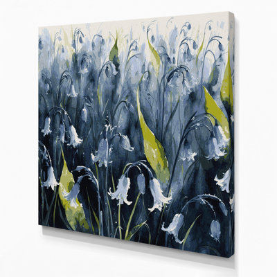 Botanical Bluebells Gray Canvas Wall Art