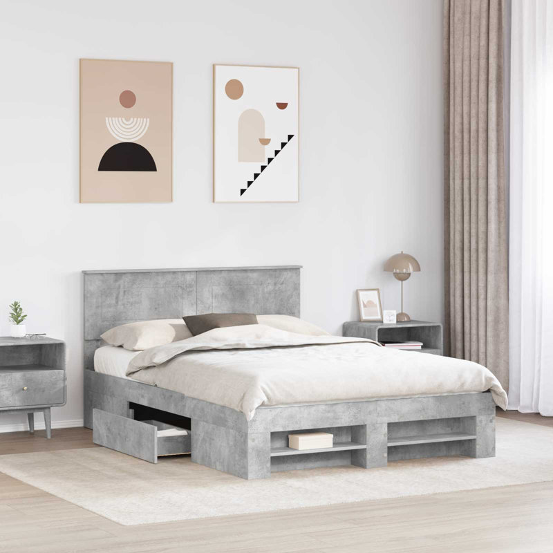 Bed, Concrete Grey, European Kingsize (160 x 200 cm)