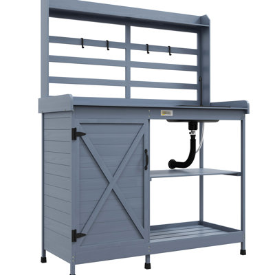 Banc de rempotage gris avec armoire et espace de rangement, bois