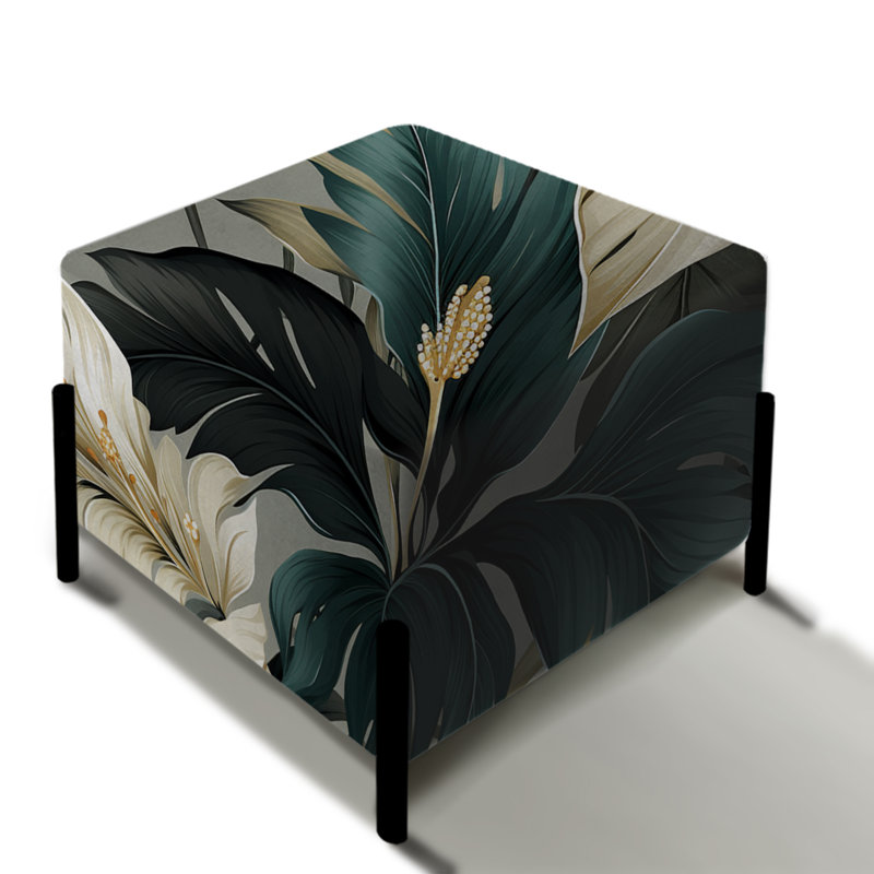 Motif tropical tropique monochrome V - repose-pieds carré tropical