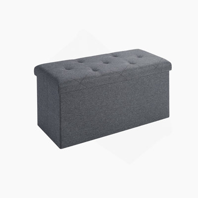 Folding Storage Ottoman Bench, Ottoman Foot Rest, End of Bed Bench, Storage Chest, for Living Room, Bedroom, Entryway, Gray