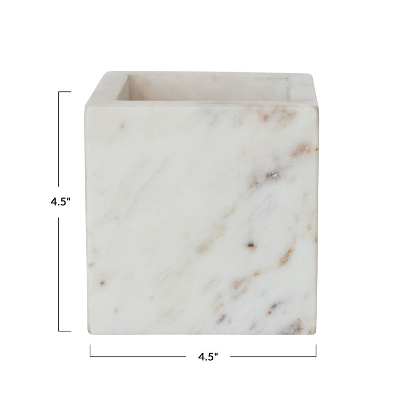Square Marble Container, 4.5" H x 4.5" W x 4.5" D