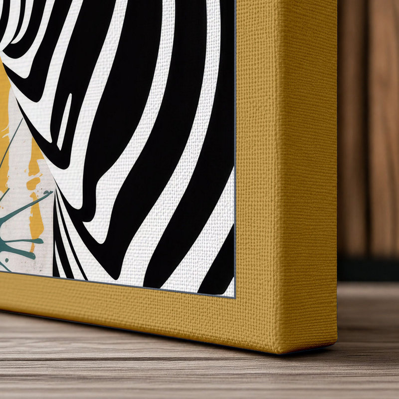 Zebra in Motion Eclectic - Wrapped Canvas, 24x16 - 61.0 x 40.6 cm, Ochre Border