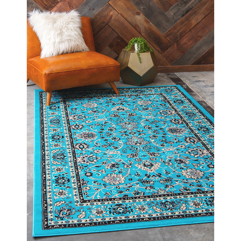 Tapis bourgogne Bhatari, Rectangle 9 pi x 12 pi, Turquoise
