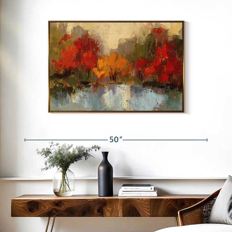Automne Riverside I, Cadre flottant doré, 37 po x 25 po