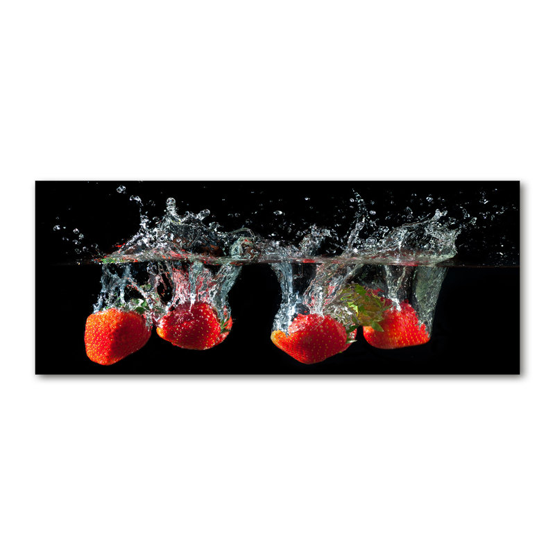 Strawberries Under Water - No Frame Print on Canvas