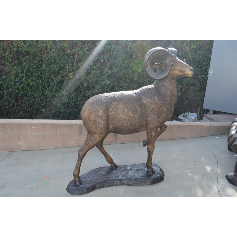 Majestic Bronze Big Horn Sheep Garden Statue, 61" Tall