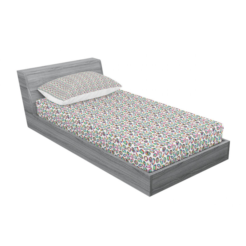 Microfiber Geometric Sheet Set, Twin Sheet Set with Fitted Sheet