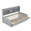 Lit simple gris en bois avec tablettes, 3 tiroirs de rangement et un lit gigogne dans les bibliothèques intégrées et option-891260446-891260447