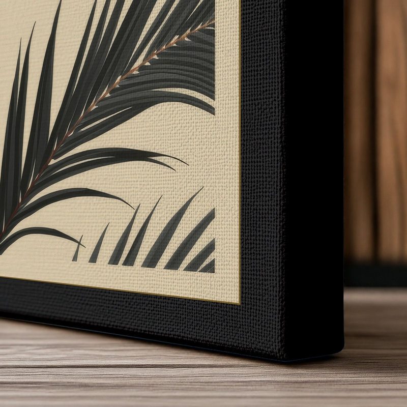 Intersecting Palm Fronds Botanical - Wrapped Canvas, 24x16 - 61.0 x 40.6 cm, Black Border