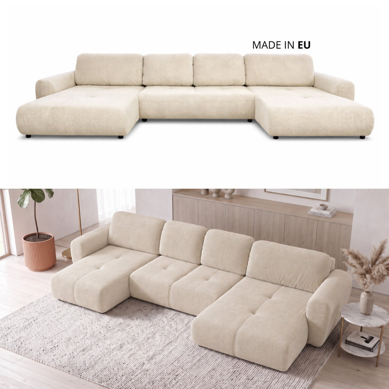 Bingo U-Shaped 6 Seater Sofa Bed, Beige POP 6
