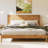 Solid Wood Queen Bed Frame with Headboard, 800lbs Capacity Scandinavian Platform Bed, Caramel Finish, Non-Slip and Noise-Free, No Box Spring Needed-816769562-805927952