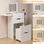 Bureau de coiffeuse compact avec miroir à DEL rabattable, tiroir et rangement pour tabouret caché