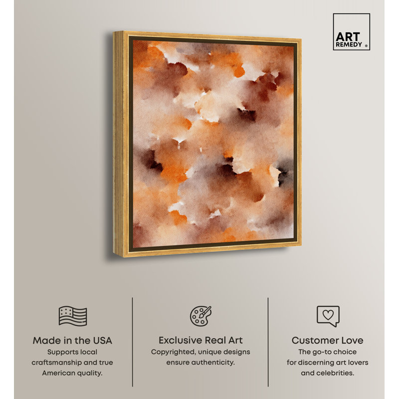 Gold Framed Abstract Canvas Print in Warm Earth Tones