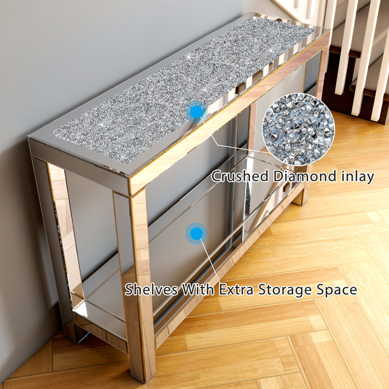 Oneka 47.2" Mirrored Glass Console Table
