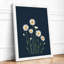 White Daisies on Navy Botanical - Framed Print-609160673-609160675