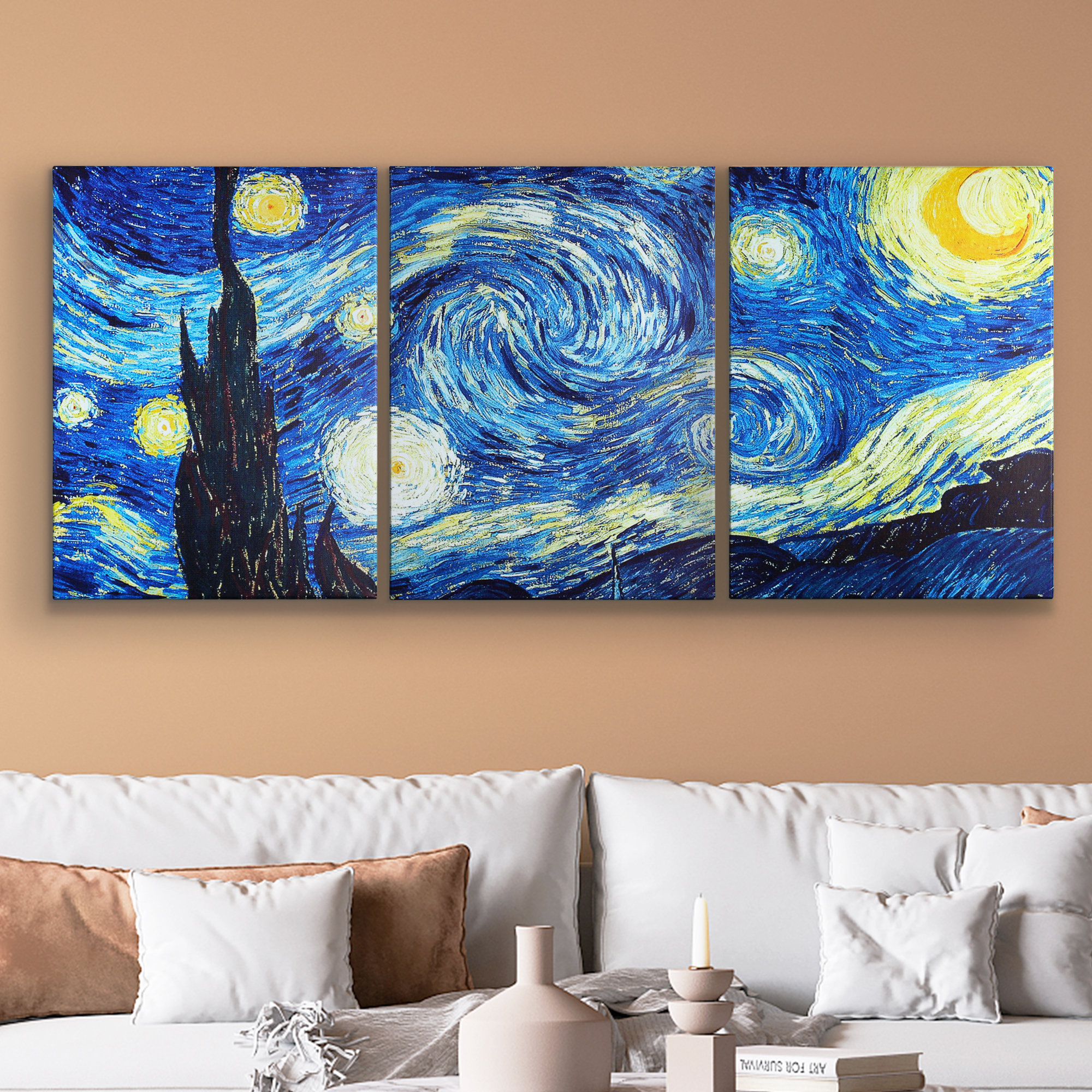 5 Panel Wall Art Canvas Set Abstract Starry Night Picture By Van