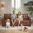 87.55 " Faux Leather Tufted Sofa Couch,Mid-Century  3-Seater Leather Upholstered  Couch-1651079094