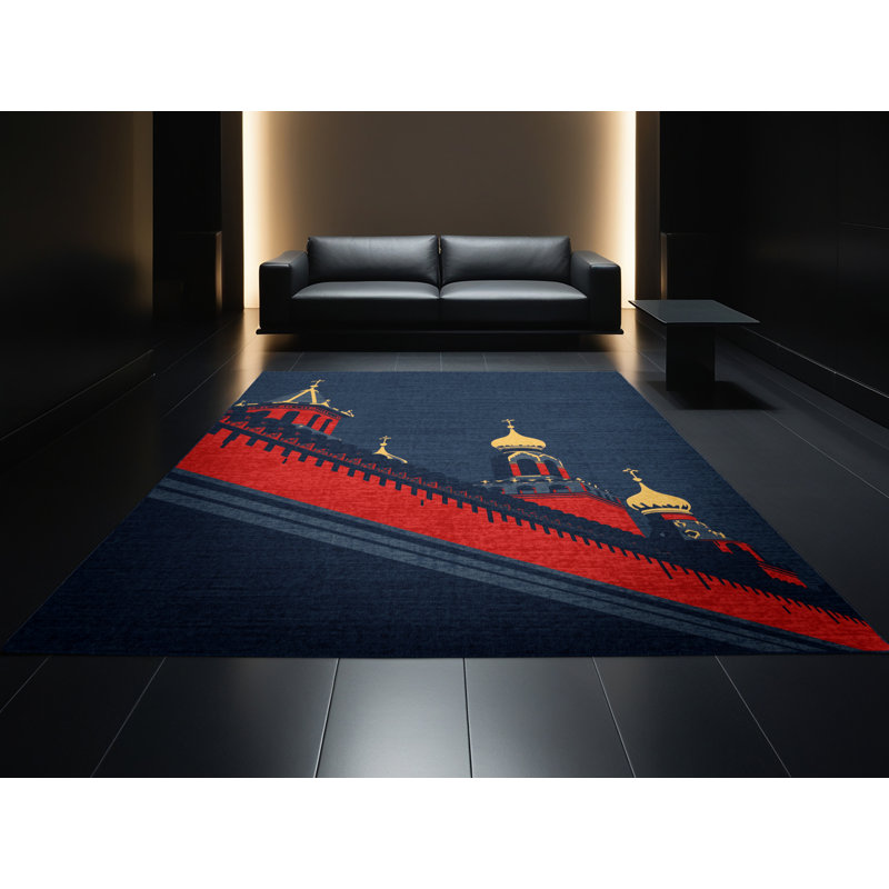 Tapis gris classique lavable à la machine Parez Moscow Kremlin, 8 x 12