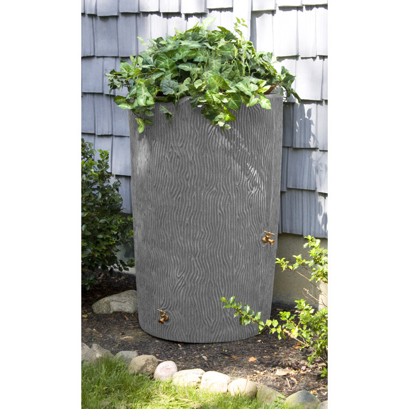 Impressions 90 Gal. Baril de pluie en plastique, Granite noir