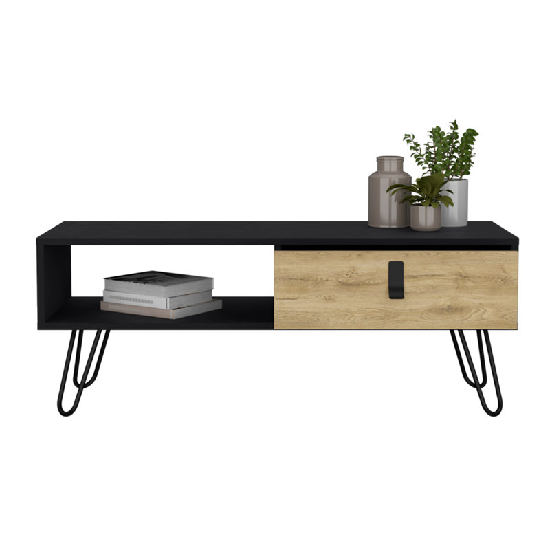 Table basse Magness, salon, noir / macadamia