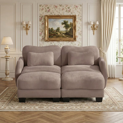 Causeuse modulaire moderne avec repose-pieds et coussin lombaire, conception ergonomique incurvée, nuage confortable pour le salon