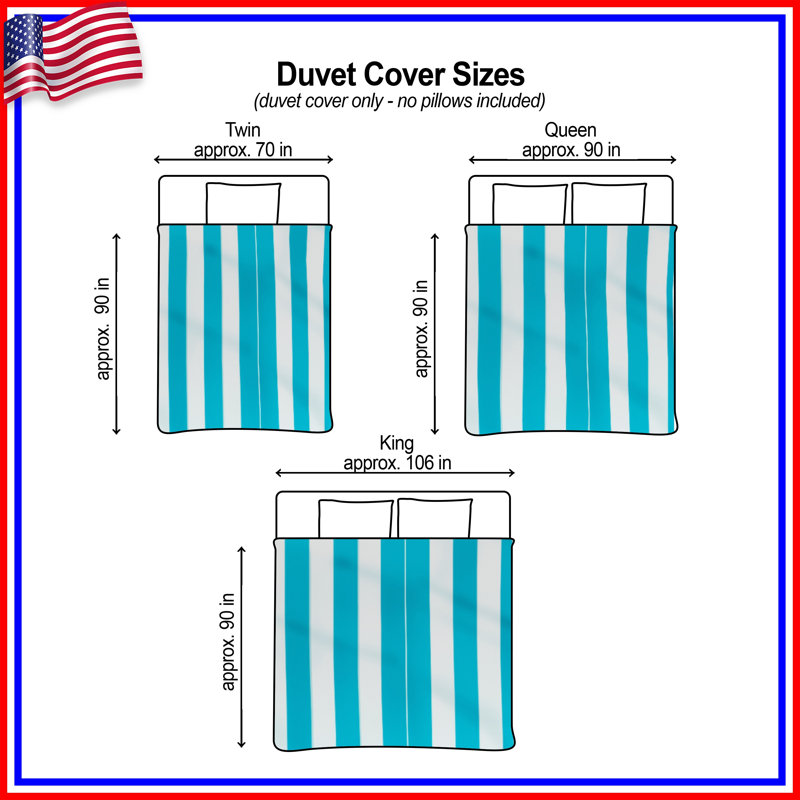 Blue White Vertical Stripes Duvet Covers, Lit simple