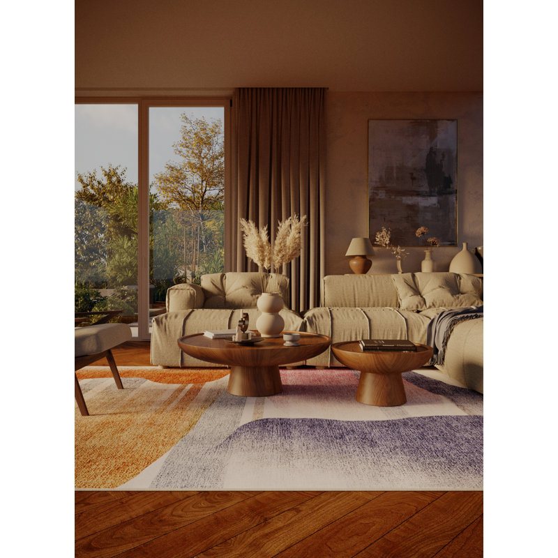 Maravene Hand Loomed Washable Abstract Indoor Rug, Rectangle 5' x 7'