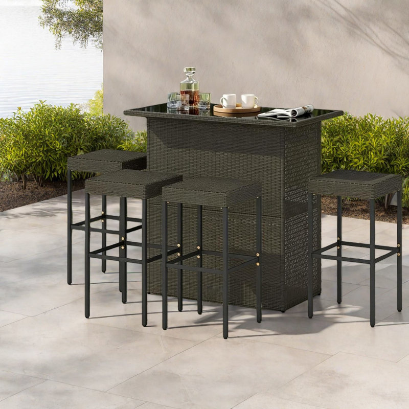 Ensembles de bar de patio en métal durable, conception en rotin pour recevoir à l'extérieur