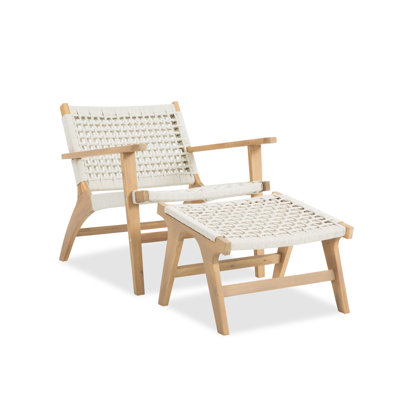 Chaise longue de patio en bois massif avec repose-pieds