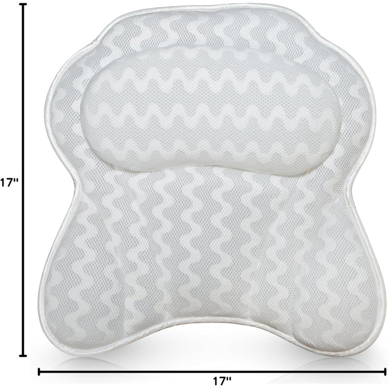Oreiller de bain Oreiller de soutien pour le cou, coussin de spa pour la baignoire, oreiller relaxant pour appui-tête, accessoires de baignoire lavables portables avec coussin de bain épais en maille 3D (Deluxe)