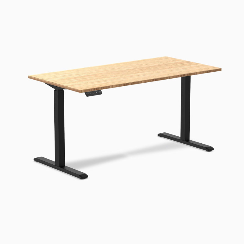 Bureau à une place - bambou / 59 x 29,5 pouces / noir, Bambou / noir