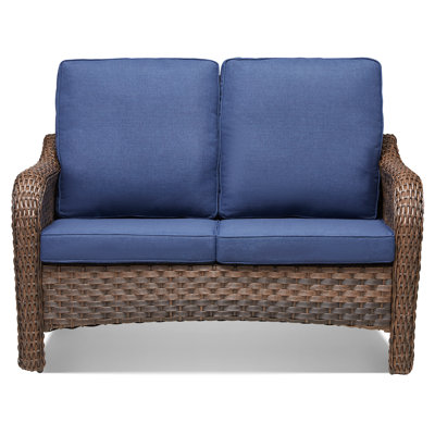 Grand Patio Outdoor Loveseat Chair, Wicker Sectional Patio Sofa With Comfy Cushions For Yard, Garden, Pool