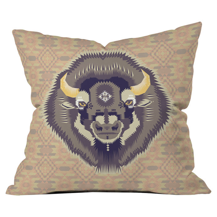 Bison Outdoor Throw Pillow, 20" x 20"