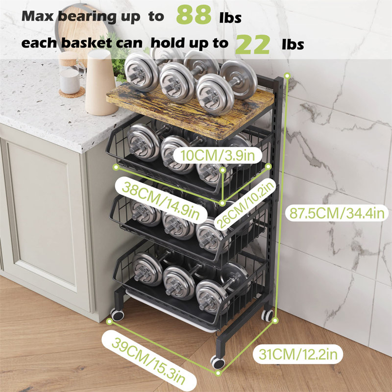 34.45'' H x 15.35'' W Utility Cart with Wheels