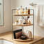 Étagère de coin à 3 niveaux avec assemblage facile, conception peu encombrante pour comptoir de salle de bain, cuisine, meuble-lavabo, bureau et commode-1011138407