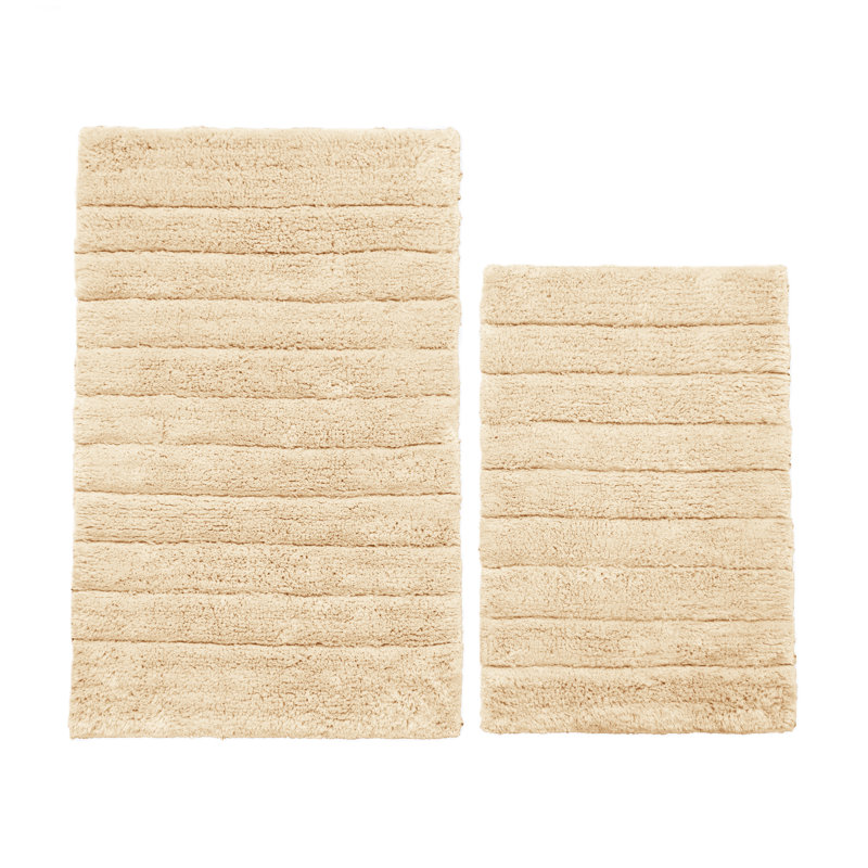 Shiwanda Ribbed Two Piece Bath Mat Set, Stone