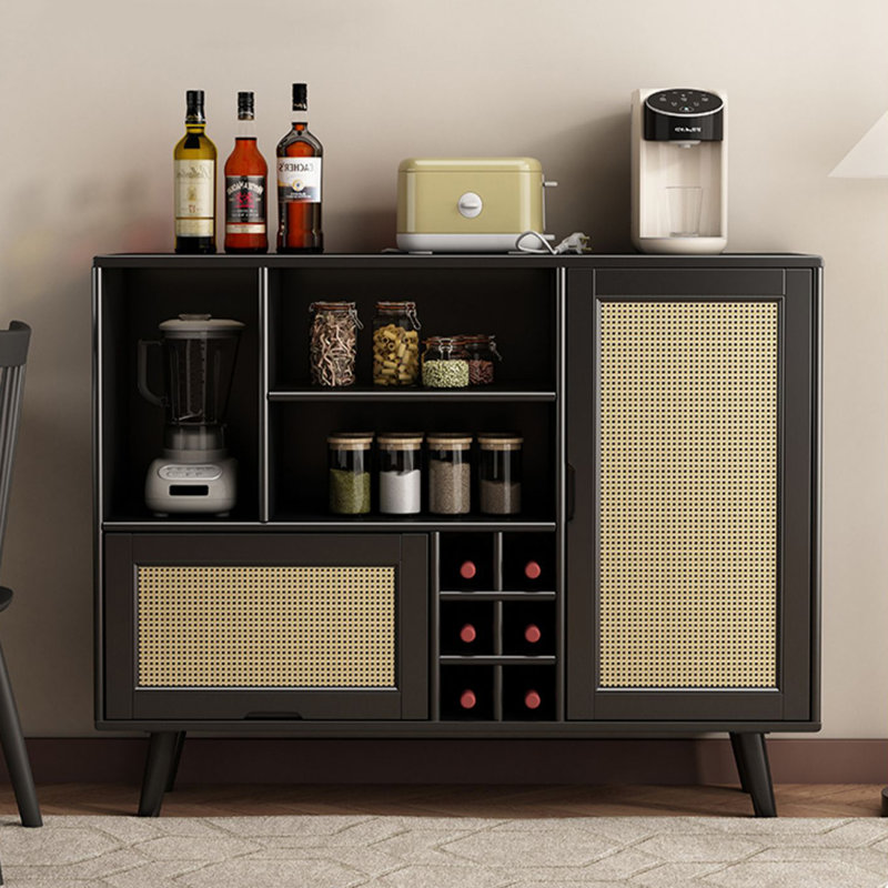 Buffet en bois massif Bowne 47,24 po, Noir