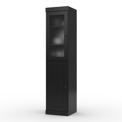 Armoire de cuisine 100% en bois massif, grand rangement modulaire autoportant avec portes en verre givré et shaker, tablettes réglables, l 16,5 po x H 71,5 po