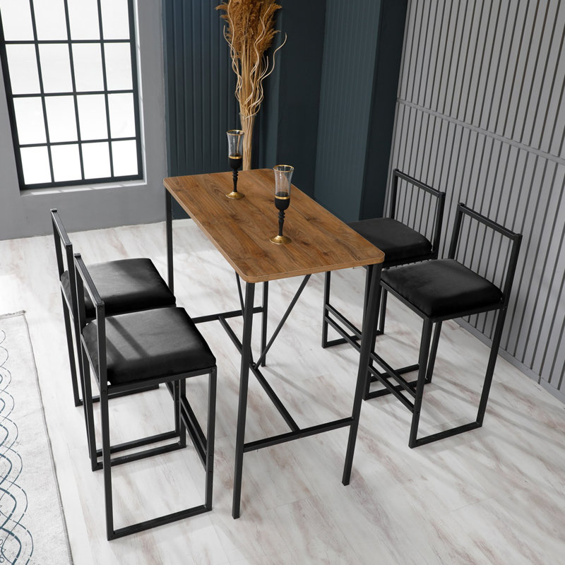 Petrolia 4 - Person Dining Set, Black